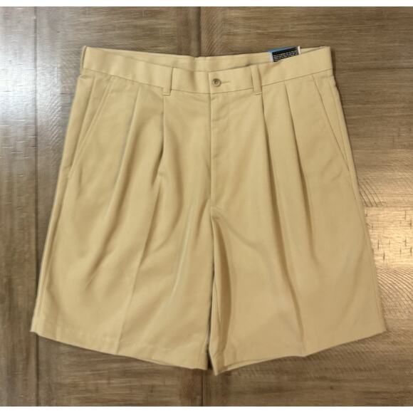 NWT Perry Ellis Portfolio 9” Shorts Mens Size 36 Pleated Front Beige Khaki NEW - Picture 12 of 12